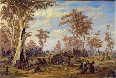 Adelaide, een stam van inboorlingen aan de oevers van de rivier Torrens door Alexander Schramm